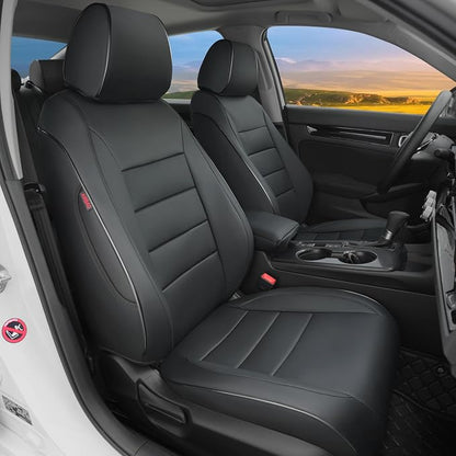 Lolcar Custom Fit Civic Seat Cover Full Set for Honda Civic (Sedan 2022 2023 2024 Touring)&(Sedan 2025-2026 Sport Touring),5-Seats Full Set,Leather Seat Protector (Black) by LOLCAR