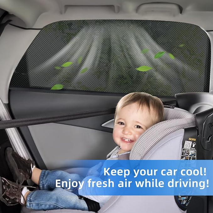 2026 New Upgrade Car Window Shades, 2 Pack Side Car Window Sun Shades for Camping, UV Protection Breathable Mesh Baby Window Covers, Window Screen for Car, Truck, SUV, Protect Privacy for Kids, Family - Image 2