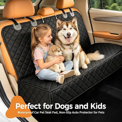 Yuntec Pet Car Seat Cover Back Seat Cover for Dogs (57" Width) - Black | Waterproof Dog Car Seat Protector Scratchproof Durable Rear Seat Cover fits Middle Armrest for Cars Suvs Truck - Image 6