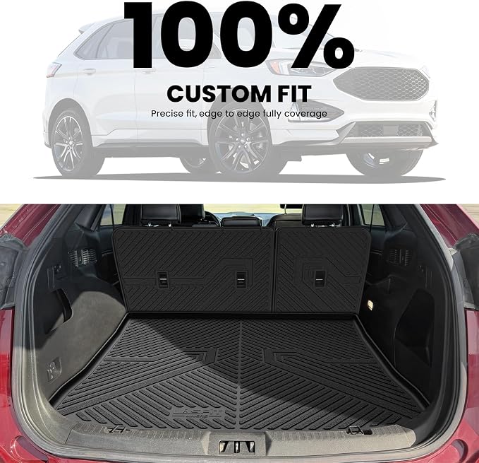 LASFIT Floor Mats&Cargo Backrest Mat for Ford Edge 2015-2024 | Floor Liners Costom Fit All Weather Protection TPE Easy Clean, Keep Your Car Trunk Clean and Tidy,1pcs. - Image 3