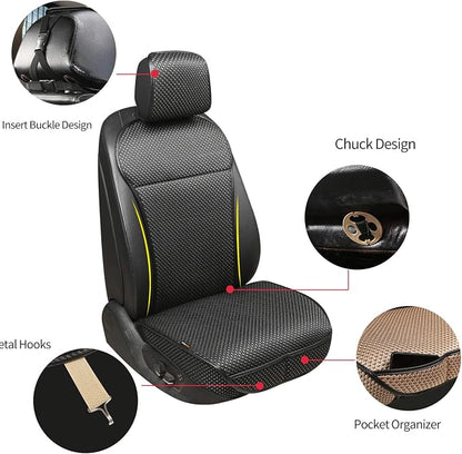 Auto Newer Luxury Breathable Car Seat Cover Fit Four Seasons, Universal Front of Car Seat Cushions, Bottom Seat Covers of Full Wrapped Edge,Universal Fit for 95% Cars,SUV(Black+Grey，2PCS) - Image 3
