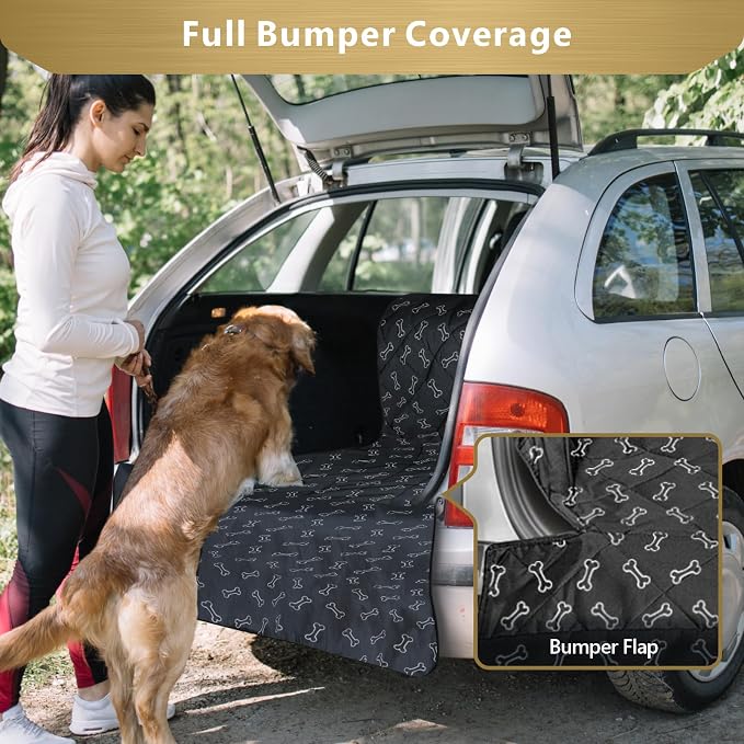 F-color SUV Cargo Liner for Dogs - Heavy Duty Trunk Cover for Midsize SUVs | Water Resistant Pet Cargo Cover with Bumper Flap, Non-Slip Trunk Mat, Dog Car Seat Cover Prevents Scratches Pet Hair Mud Dirt - Image 5