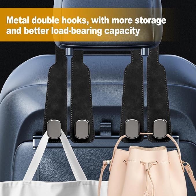 Car Purse Hook Purse Hook for Car Seats Headrest Car Seat Hooks,Heavy Duty Vehicle Organizer for Handbags, Groceries, Purses, Keep Car Tidy (Black, 4 Pack) - Image 4