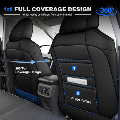 AOMSAZTO Custom Fit Seat Covers for Toyota RAV4 2019-2025 Hybrid Models | (Not for XSE&2022-2025 SE Hybrid and Prime )-Airbag Compatible Waterproof Full Set Faux Leather Black - Image 6