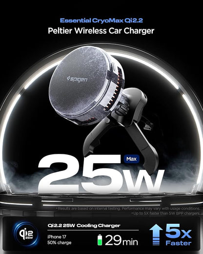 Spigen Cryomax MagFit Qi2.2 25W MagSafe Car Mount Wireless Charger | Ultra-Fast Charging Function w/ Active Peltier Cooling (Requires 45W or Higher Charging Adapter) - Image 3