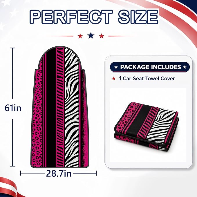 Car Seat Towel Cover for Front Seat, 1Pc Sweat Absorbent Car Seat Protector with Non-Slip Backing, Waterproof Towel Car Seat Cover for Runners, Gym, Swimming, Beach, Pets, Pink Zebra Leopard - Image 7