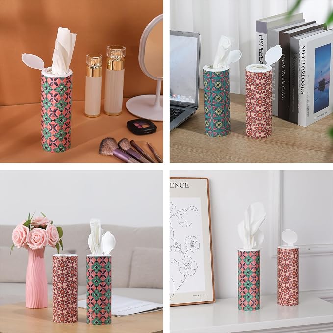 Carson Works Car Tissues Holder 4 Packs Round Car Tissues Cylinder Fit for Car Cup Holder, Home Small Tissue Dispenser with Facial Tissues for Travel Car Bathroom Office - Image 6