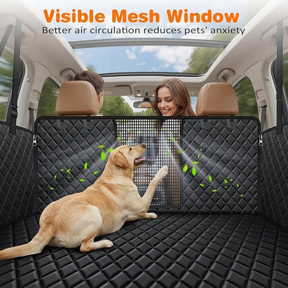 URPOWER 4 in 1 Dog Seat Cover for Full-Size Trucks, Waterproof Hammock | Mesh Window, Side Flaps, 600D Oxford, Scratch Resistant, Non-Slip, Easy Install, Machine Washable, Dog Seat Belt Included - Image 2