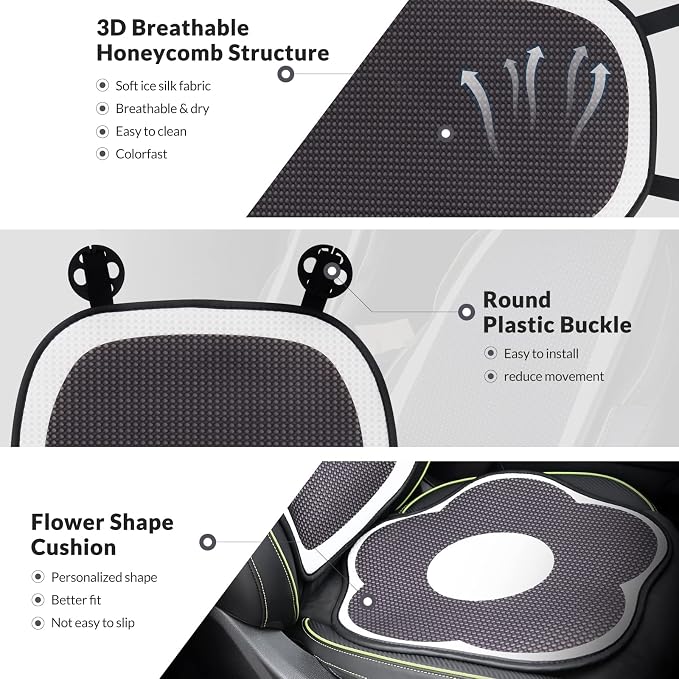 Cute Car Seat Covers for Women and Girl, Front Car Seat Cover, Machine Washable, Airbag Compatible, Driver Seat Cover, Fit (Sedan/SUV/Pickup/Van), Fit for Tesla (Front seat Cover-Flower) - Image 2