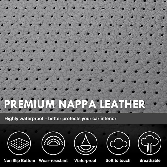 Coverado Chevy Silverado Seat Covers, Faux Leather Seat Covers Fit for Chevy Silverado GMC Sierra 2007-2026 1500, 2015-2026 2500HD 3500HD Crew Double Extended Cab (Front,Gray) - Image 7