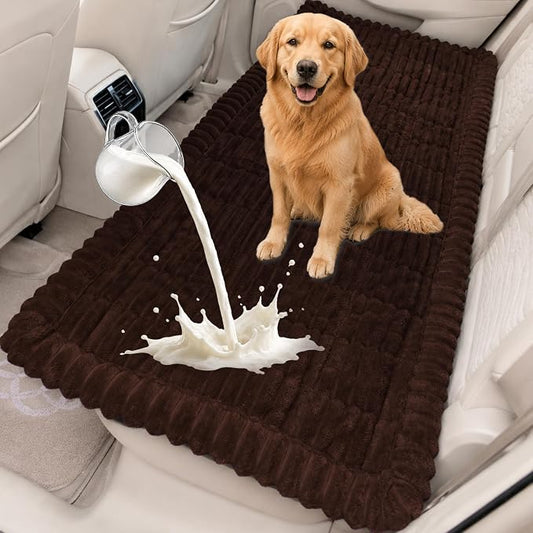Dog Car Seat Waterproof Bed Cover Back Seat Dark Brown 23.6”x51” | Nonslip Soft Comfortabl Pet Bed Mat Car Blanket for Travel Backseat Extender Seat Covers Dog Bed for Cars Trucks and SUVs by CoSofSLIP