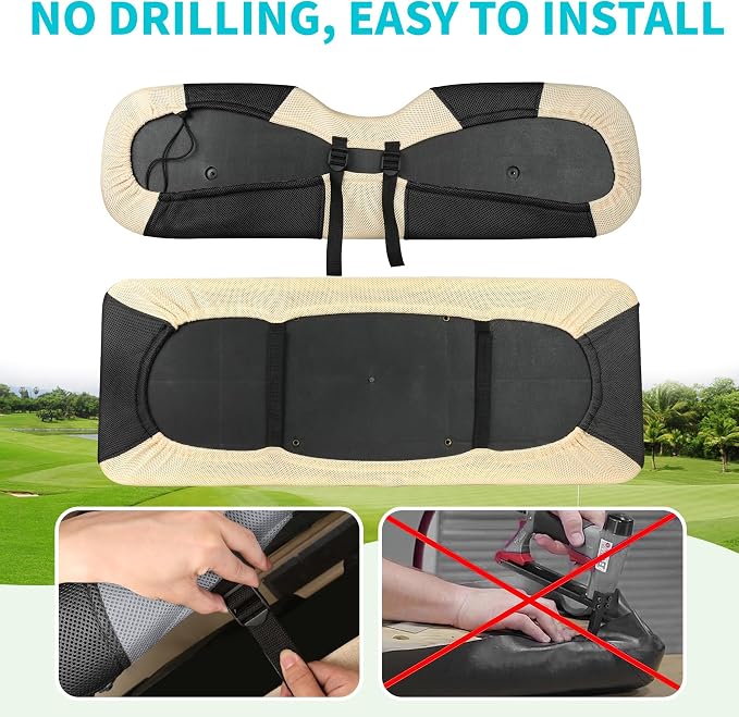 10L0L Golf Cart Seat Covers for Yamaha EZGO Club Car Seat Towel Cushion | Breathable Mesh All-Season Front/Rear Seat Blanket, UV Resistant, Cool Comfort, Machine Washable, Easy On, Great Golf Gift - Image 6