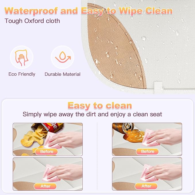 SMART ELF 2 Pack in Gift Box Car Seat Protector (Beige Brown) | Thickest Padding and Non-Slip Backing Mesh Pockets for Baby and Pet, Sedan SUV Truck - Image 4