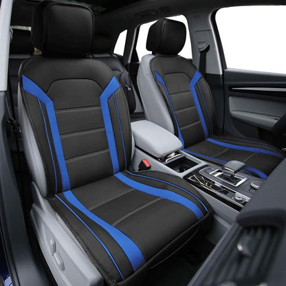 FH Group Car Seat Cover Cushion - 2 Pack Seat Covers for Cars Trucks SUV, Faux Leather Car Seat Cushions, Waterproof Car Seat Cover Cushion, Universal Fit Car Seat protector Front Set Blue - Image 2