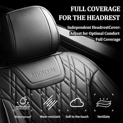 for Subaru Forester 2009-2026 Car Seat Covers, Full Set, Black | Luxury Full Coverage Leather Seat Protectors, Waterproof Breathable, Non-Slip, Easy to Install, Airbag Compatible, All-Season - Image 2
