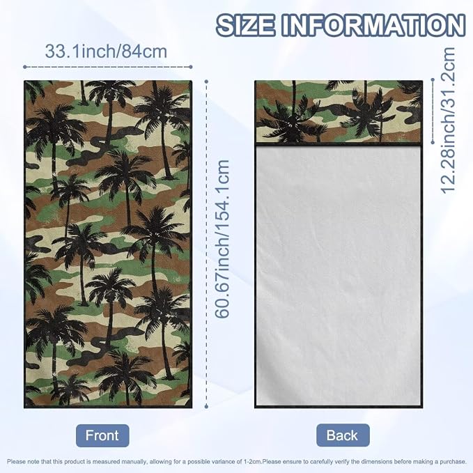 SEANATIVE Sports Towel Seat Covers for Cars - Quick-Dry Sweat Towels for Gym, Hiking & Beach with Anti-Scratch Design (Machine Washable, Universal Fit), Coconut Tree Camouflage Pattern - Image 7