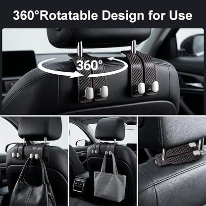 Car Seat Headrest Storage Hooks - 2 Pack Dual Hangers Design Organization Accessories, Car Interior Gadgets to Add Extra Holder and Hook for Purses,Bags,Coat and Handbag - Image 3