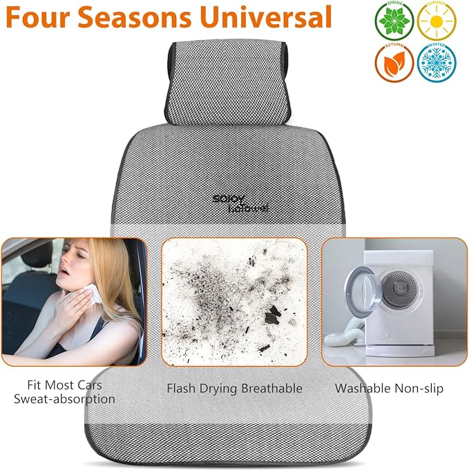 IsoTowel Car Seat Cover for Front Seat,Breathable Fabric with Non-Slip Bottom,Comfort Car Seat Protector for Cold Weather (Black & White) - Image 3