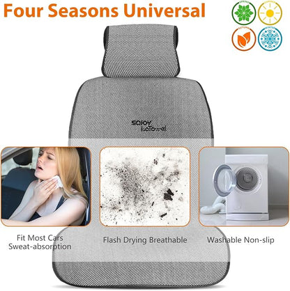 IsoTowel Car Seat Cover for Front Seat,Breathable Fabric with Non-Slip Bottom,Comfort Car Seat Protector for Cold Weather (Black & White) - Image 3