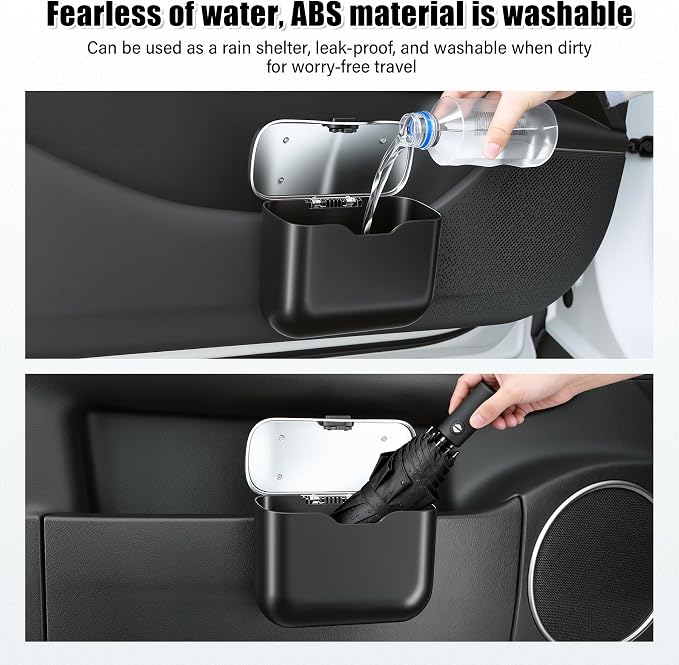 UYYE Car Trash Can, Car Garbage Bin with Lid & Handle - Leak-Proof Mini Trash Can for Car, Truck, SUV - Essential Car Accessories for Organization (Black) - Image 5