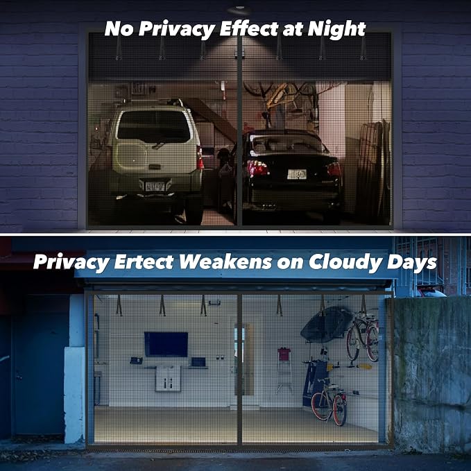 Privacy Garage Door Screen Blackout for 1 Car Garage-10x8FT Heavy Duty Magnetic Garage Screen,Thicker 265g/㎡ Mesh, Hands Free, Magnetic Privacy Garage Screen Door (Black, 10 * 8FT) - Image 3