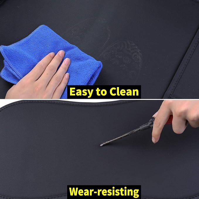 Back Rear Seat Covers Universal Fit 40/60 Split Bench, Black | Waterproof Leather Seat Protector Compatible with Honda Toyota Corolla Civic Kia Ford Mazda Jeep Lexus Audi - Image 4