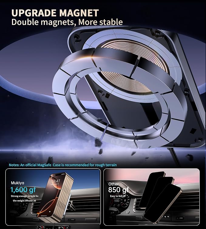 for MagSafe Car Mount Charger with Adapter, 360° Rotation Magnetic Wireless iPhone Car Charger for Air Vent, Compatible with iPhone 17/16/15/14/13/12 Series, Gifts for Husband/Men - Image 4