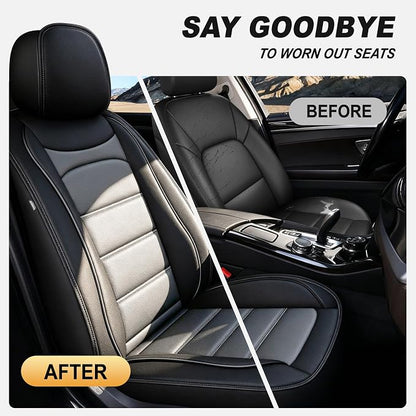 IKABEVEM for Chevy Colorado Seat Covers 2015-2025 2026 5 Seats Full Set | Luxury Waterproof Faux Leather Pickup Seat Protectors Fit Chevrolet WT LT Custom Trail Boss Z71 ZR2,Black&Gray - Image 4