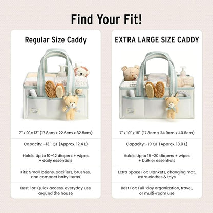 PeraBella Diaper Caddy Organizer with Handle, Baby Shower Gifts Basket Bag, Registry Search Must Haves Items, Nursery Storage Organizer for Newborn Girl Boy, Baby Bag Essentials, Car Diaper Caddy Cart - Image 12