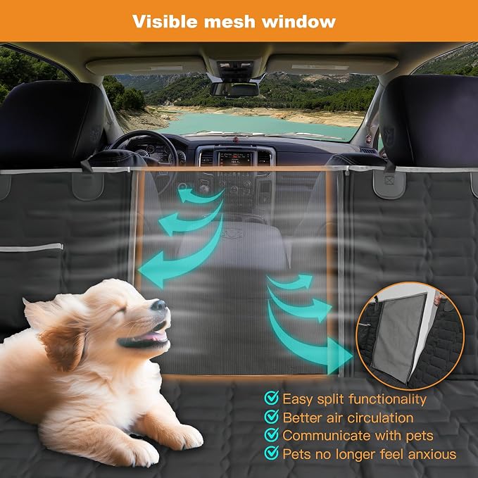 Reliadura Dog Hammock for Truck,Dog Car Seat Cover for Back Seat, Waterproof Seat Cover for Trucks with Mesh Window,Backseat Cover for Dogs in Car for F150/RAM1500/Sierra/Silverado - Image 6
