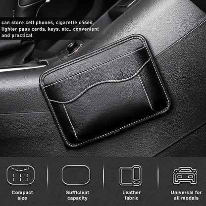 povtii 2 PCS Car Seat Side Pocket Organizer, PU Leather Cell Phone Sunglasses Storage Pocket, Mini Seat Gap Filler Pouch for Auto Seat Door Window Console, Interior Car Accessories (Black) - Image 4