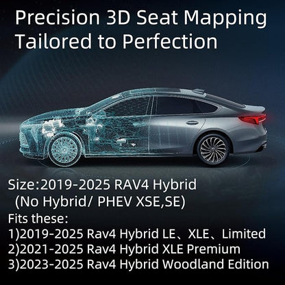 EKR Rav4 Seat Covers Custom Fit for Toyota Rav4 (Only Hybrid) 2019-2025 LE,XLE,XLE Premium,Limited,Woodland Edition, Leather Car Seat Cover Full Set for SUV,Faux Leather(Black/Gray) - Image 2
