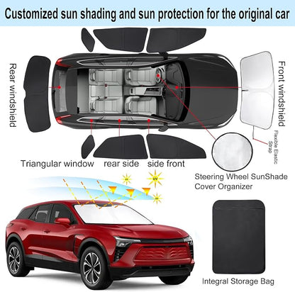 Windshield Sun Shade Car Windshield Foldable Full Windows Coverage Custom Fit for Che-vrolet Blazer EV 2024-2026 Accessories Car Window Shades Block Sun UV Rays 8PCS - Image 3