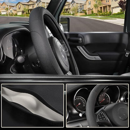 SEG Direct Car Steering Wheel Cover for F150 Tundra Range Rover 15.5"-16" | Large Size 39.5-41cm for Car Truck SUV, Microfiber Leather, Anti-Slip Grip, Auto Interior Accessories, Black - Image 3