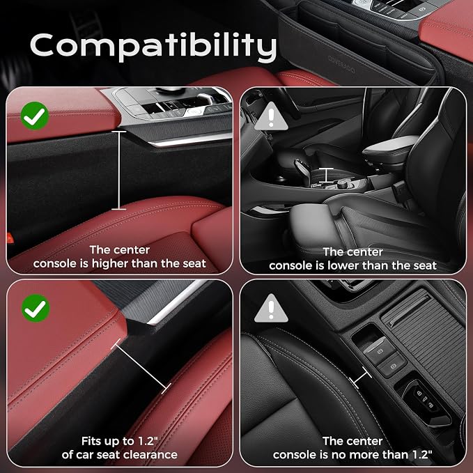 Coverado Universal Car Seat Gap Filler Organizer, Premium Suede Leather Car Seat Side Gap Filler, Seat Gap Storage Box for Suv Truck, Car Interior Accessories, Black-1pc - Image 6