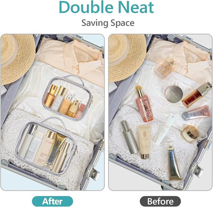 Clear Makeup Bag Foldable - TSA Approved Toiletry Bag for Travel | Metal Zipper, Reinforced Seam, Water Resistant, Medium for Carry-on, Large for Checked Luggage, for Car Storage Organizer - Image 8
