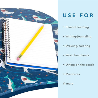 LAPGEAR MyStyle Lap Desk – Shark, Fits 15.6” Laptops | Dual-Bolster Microbead Cushion, Built-In Carry Handle, Ergonomic Curved Front Edge - Image 4