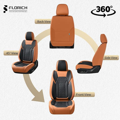 Seat Covers, Car Seat Covers Front Seats, Luxury Nappa Leather Seat Covers, Breathable and Waterproof Car Seat Protector 2 Seat, Automotive Seat Covers Universal for Most Cars-Brown&Black - Image 7