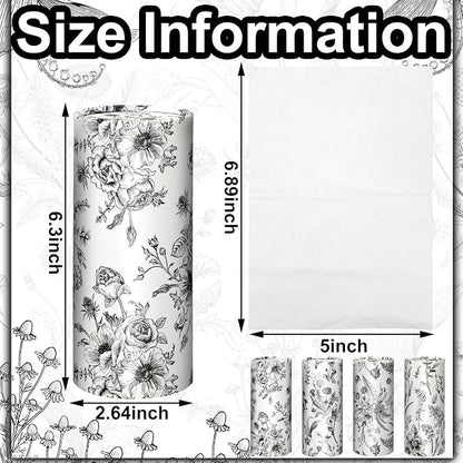 Zonon 8 Pcs Vintage Floral Round Tissues Holder Car Tissues Cylinder with Facial Tissue Bulk Black Flower Tissue Box Travel Tube for Spring Car Decoration with 50 Sheets for Cup Holder Round Container - Image 4