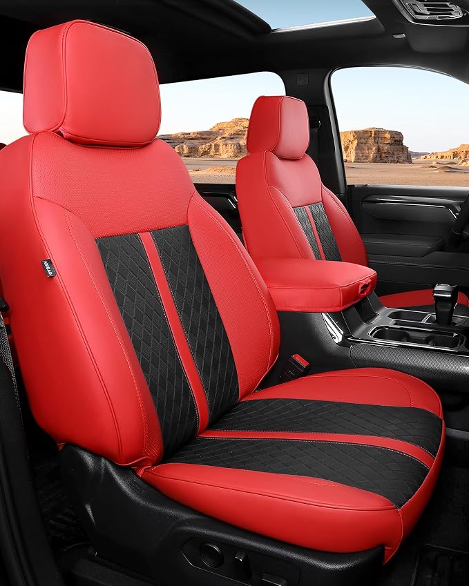 RIDEPOSH Custom Fit Seat Covers for Silverado/Sierra 1500 2019-2026 CrewCab | Fits 2500/3500HD 2020-2026, no Rear Armrest/Seatback Storage, Faux leather, Protective, Scratch-resistant, Easy-clean by RIDEPOSH