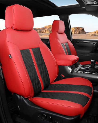 RIDEPOSH Custom Fit Seat Covers for Silverado/Sierra 1500 2019-2026 CrewCab | Fits 2500/3500HD 2020-2026, no Rear Armrest/Seatback Storage, Faux leather, Protective, Scratch-resistant, Easy-clean by RIDEPOSH