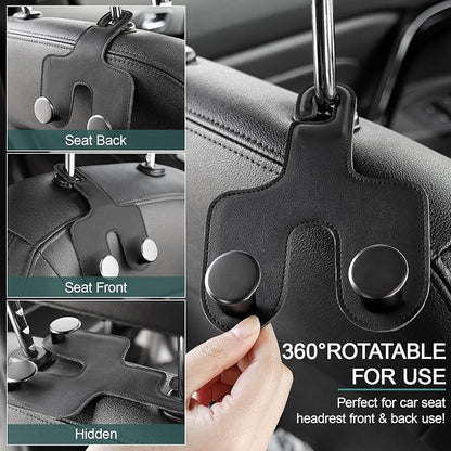 JESTOP Car Headrest Hook, Leather & Alloy Car Double Hanger Purse Hooks | Heavy Duty Car Hanger Storage Holder for Purses,Bags Handbag Coat Umbrella, Car Inside Accessories, Fits Most Vehicles - Image 4