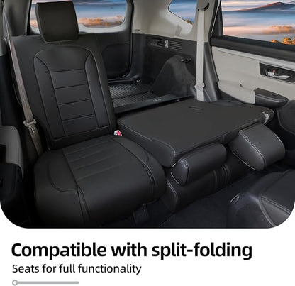 Lolcar CRV Seat Covers Custom Fit for Honda CRV 2017 2018 2019 2020 2021 2022,Leather Car Seat Cover Full Set for Trucks SUV,Waterproof Car Seat Cushion,Faux Leather (Black) - Image 4