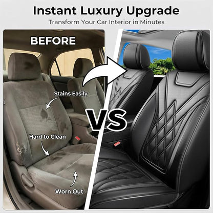 for Subaru Legacy 2008-2026 Car Seat Covers, Full Set, Black | Luxury Full Coverage Leather Seat Protectors, Waterproof Breathable, Non-Slip, Easy to Install, Airbag Compatible, All-Season - Image 6