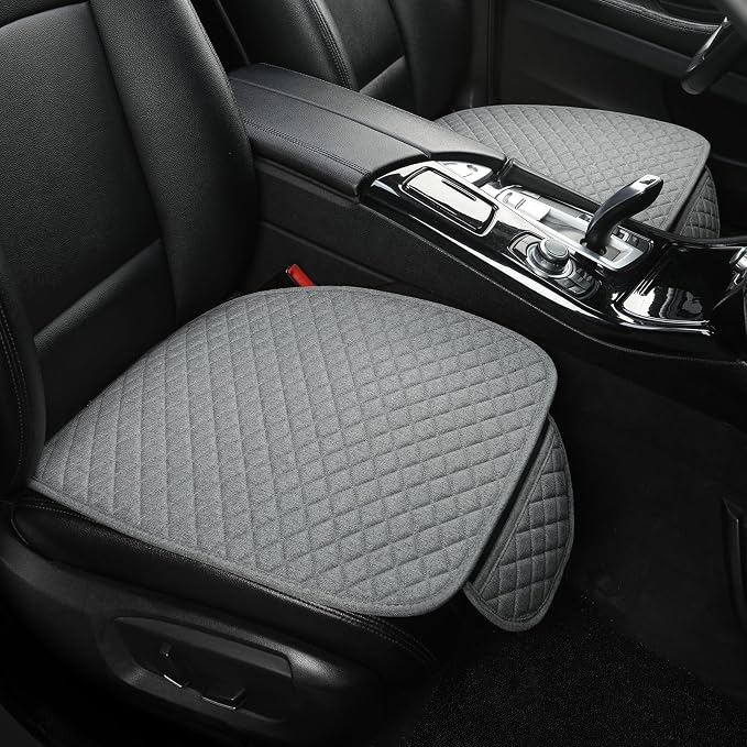 West Llama Linen Car Seat Covers,Bottom Seat Covers for Cars Include 1 Pair Front Driver Seat Pad Mat and 1 Rear Bench Cover Universal Fits 90% Vehicles,SUVs,Cars,Sedans(3Piece-Gray) - Image 8
