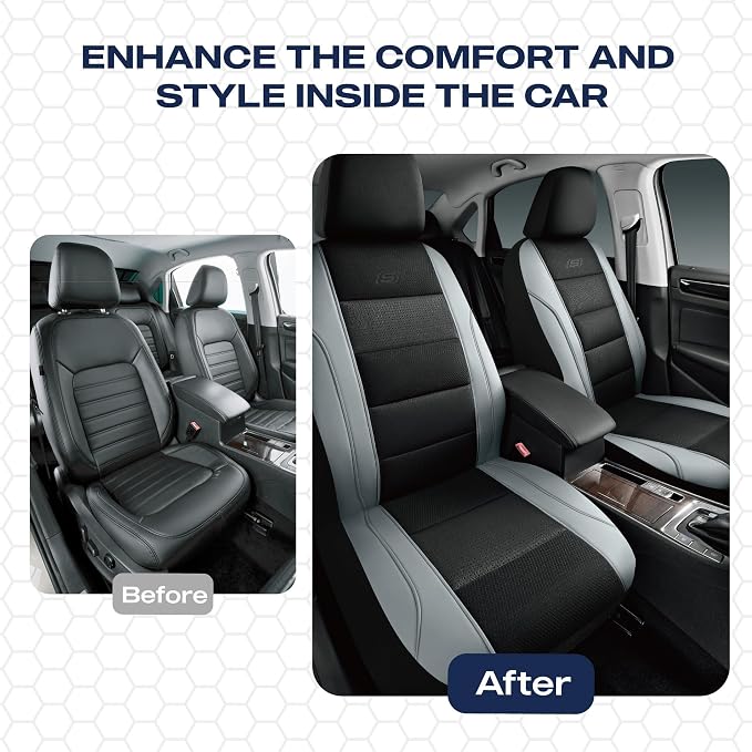 Skechers Air-Cooled Seat Covers, Memory Foam Car Seat Covers Front Seats, Airbag Compatible,Universal Fit for Most Cars, SUVs, Vans and Trucks,Grey - Image 6