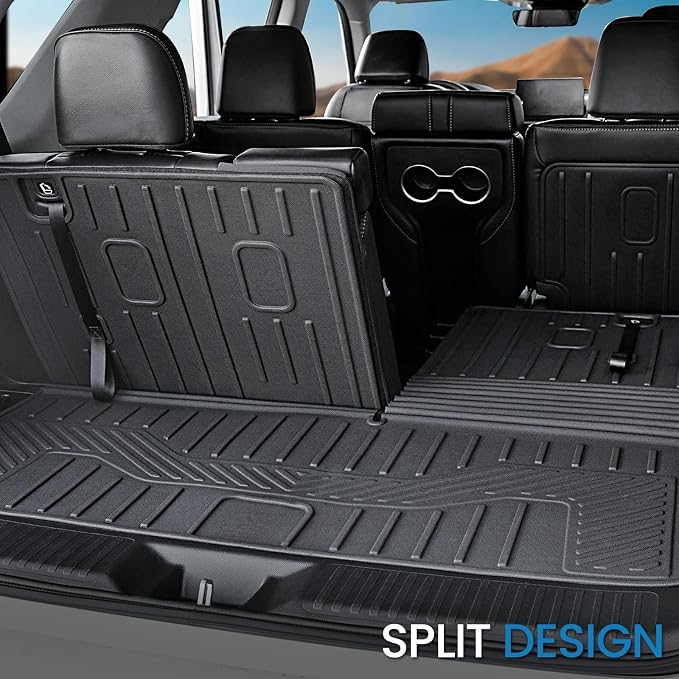 Cargo Mat for Honda Pilot 2023-2026 Accessories, w/Side Mats | One-Piece Cargo Liner & Rear Seat Back Protector, All Weather TPE, Non Slip & Odorless & Scratch Proof, Quick Clean - Image 2