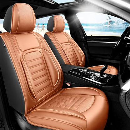 Fit CHR Car Seat Covers for Toyota CHR 2018-2021 2022 -Premium Leather, Waterproof，Breathable，All-Weather Seat Cushion Protecto & Airbag Compatible, Full Set Brown by Unknown