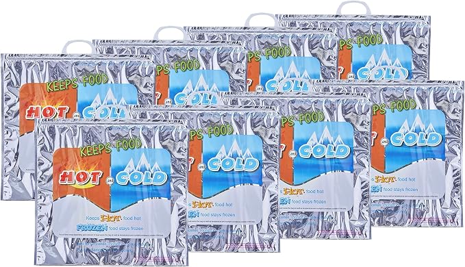Superio Hot and Cold Insulated Bags for Food Delivery, Grocery Shopping Bags, Food Storage for Hot and Frozen Food for Travel, Disposable Cooler Bag, Reinforced Thermal Lunch Bag (8, 20"x19") by Superio