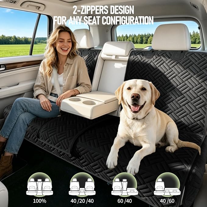 Dog Car Seat Cover for Back Seat, Waterproof 600D Oxford Protector | Non Slip Scratch Resistant Bench Cover, Easy to Clean, Fits Cars/SUVs/Trucks, 54 Inch, for Travel and Daily Use - Image 3